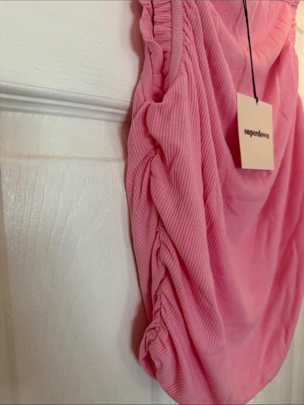 Superdown Pink Ribbed Ruffle-Trim Camisole - Picture 3 of 4